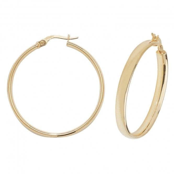 9CT Yellow Gold 30mm Hoop Earrings ER974