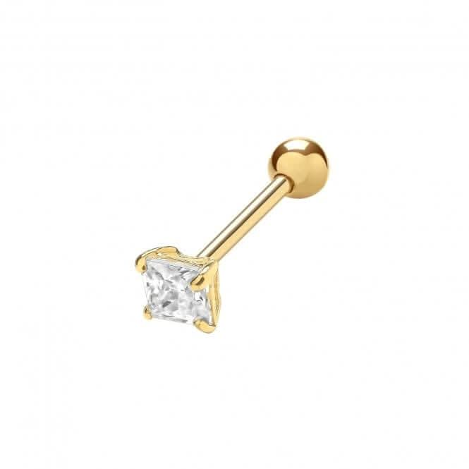 9ct Yellow Gold 3mm Sq Zirconia Cartilage Studs ES1991