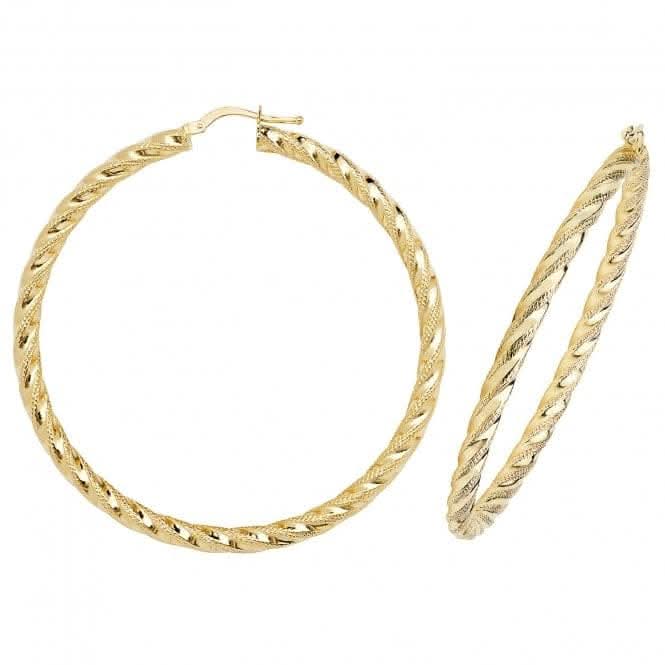 9ct Yellow Gold 60mm Double-Crescent Hoop Earrings ER954