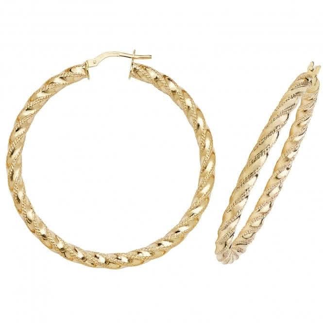 9ct Yellow Gold 60mm Double-Crescent Hoop Earrings ER954