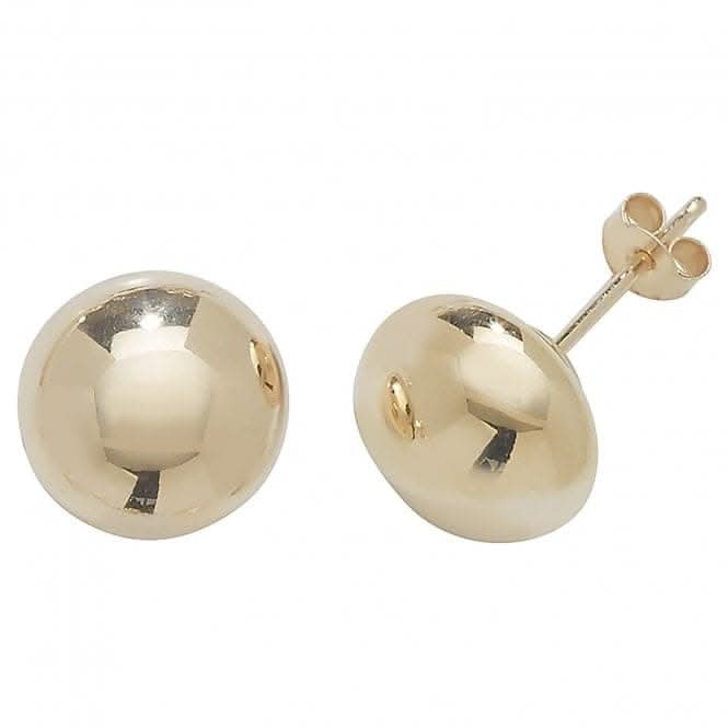 9ct  Yellow  Gold  8mm  Button  Stud  Earrings  ES409