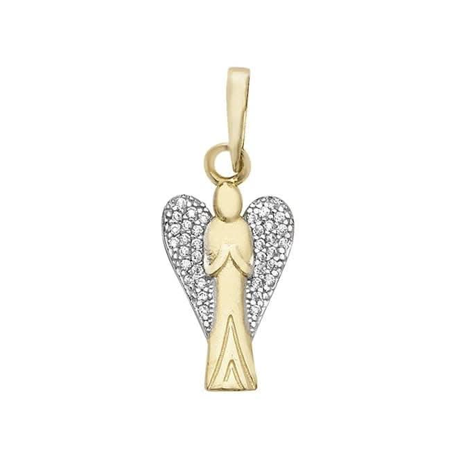 9ct Yellow Gold Angel Zirconia Pendant PN1035
