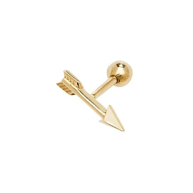 9ct Yellow Gold Arrow Cartilage 6mm Post Stud ES905