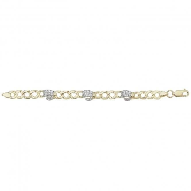 9CT Yellow Gold Babies Boxing Gloves Bracelet with Zirconia ID