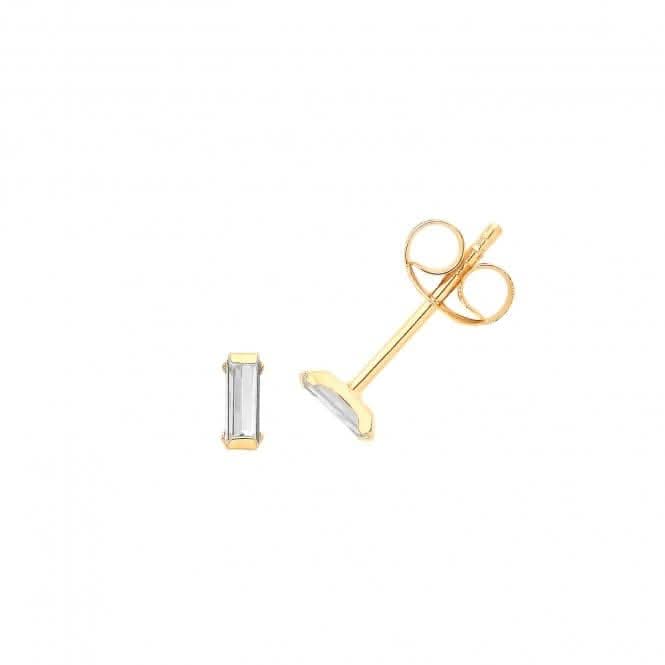 9ct Yellow Gold Baguette Zirconia Studs ES716