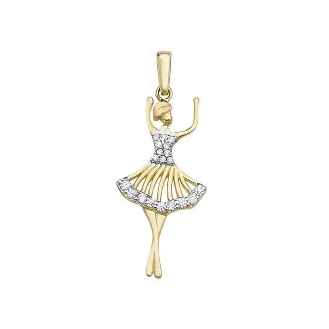 9ct Yellow Gold Ballerina Zirconia Pendant PN1034