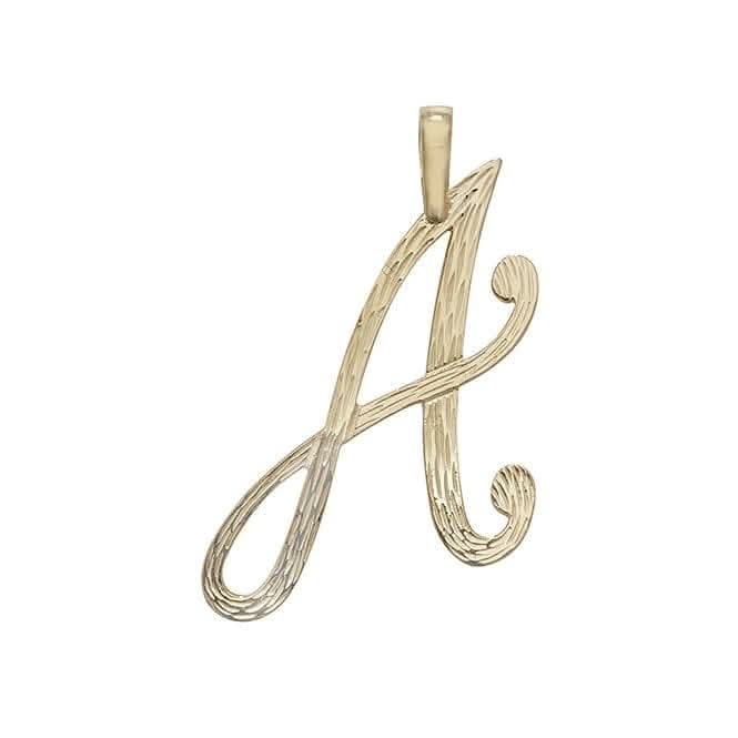 9ct Yellow Gold Barked Script Initial Pendant PN529/A
