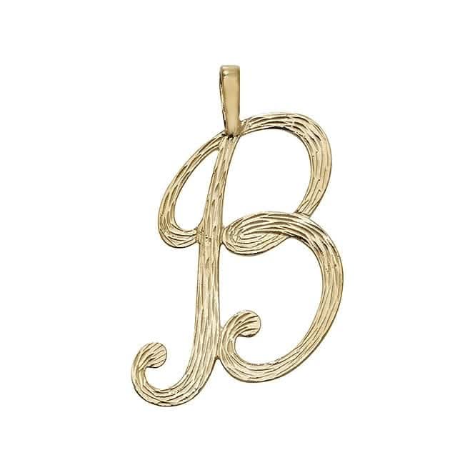 9ct Yellow Gold Barked Script Initial Pendant PN529/B
