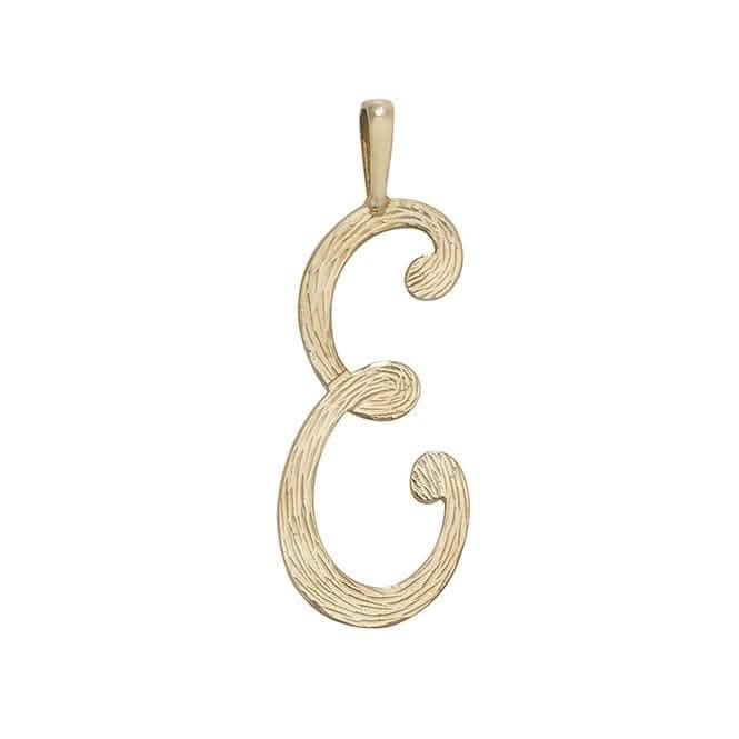 9ct Yellow Gold Barked Script Initial Pendant PN529/E