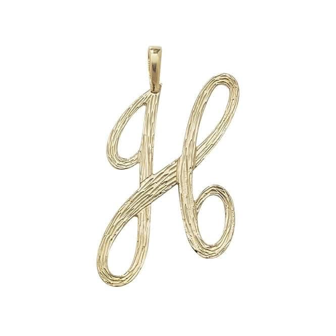 9ct Yellow Gold Barked Script Initial Pendant PN529/H
