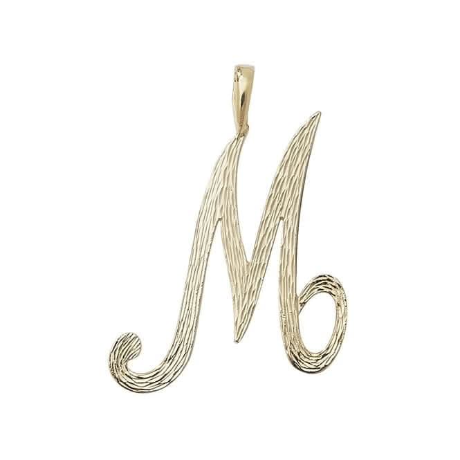 9ct Yellow Gold Barked Script Initial Pendant PN529/M