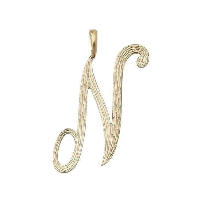 9ct Yellow Gold Barked Script Initial Pendant PN529/N