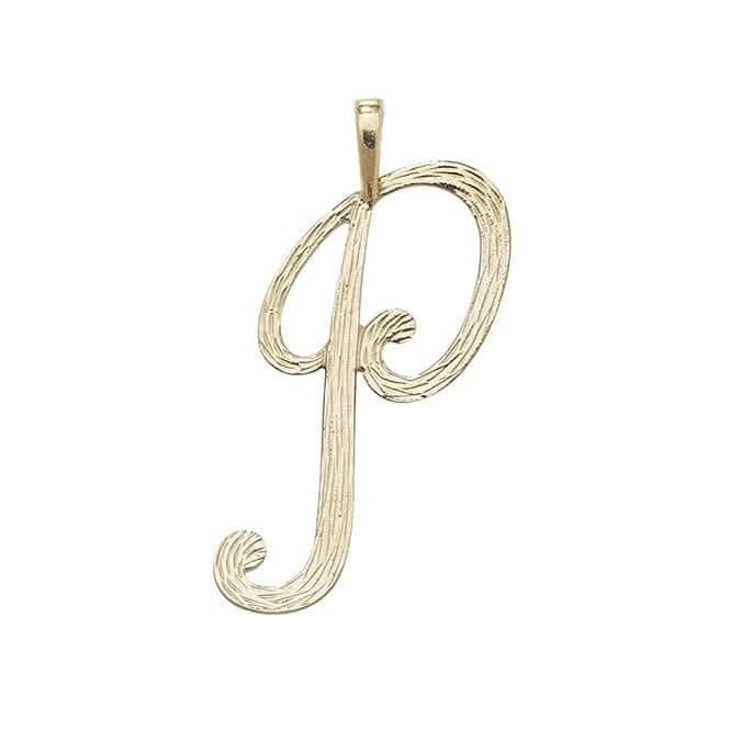 9ct Yellow Gold Barked Script Initial Pendant PN529/P