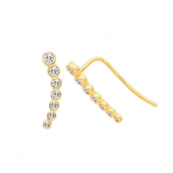 9ct Yellow Gold Bezel Zirconia Ear Climbers ES698