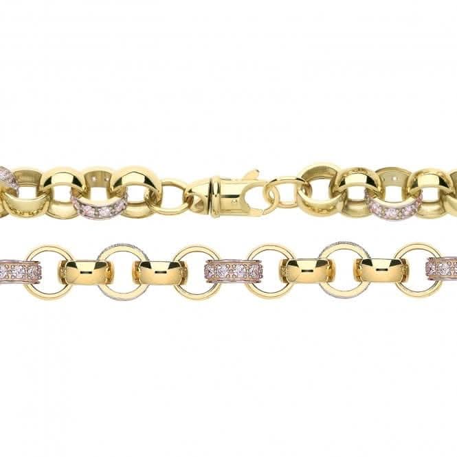 9ct Yellow Gold Belcher Chain with Zirconia Accents