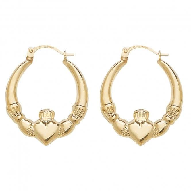 9ct Gold Claddagh Creole Earrings ER070