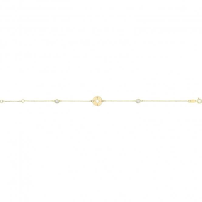 9ct Gold Compass Bracelet with Zirconia Stones