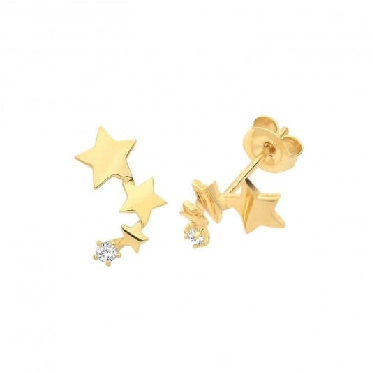 9ct Yellow Gold Constellation Earrings with Single Zirconia Stud ES1637