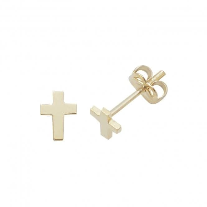 9ct Yellow Gold Cross Stud Earrings ES451