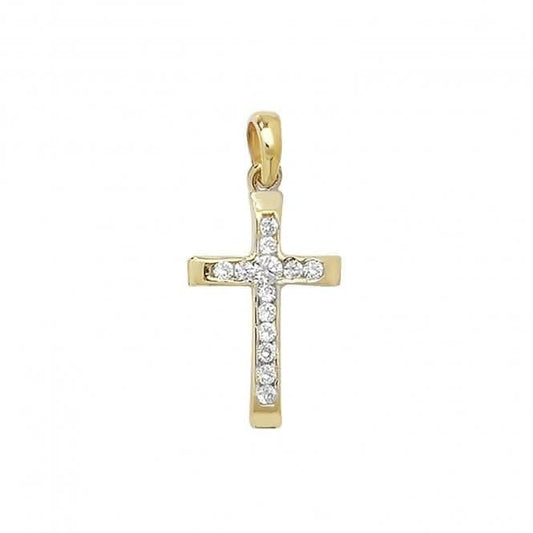 9ct Yellow Gold Cross Zirconia Pendant PN090