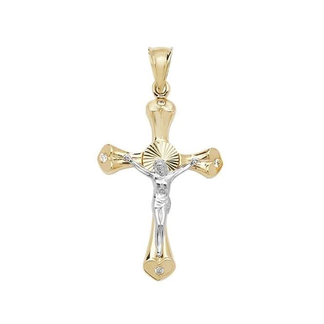 9ct Yellow Gold Cross Zirconia Pendant PN1042