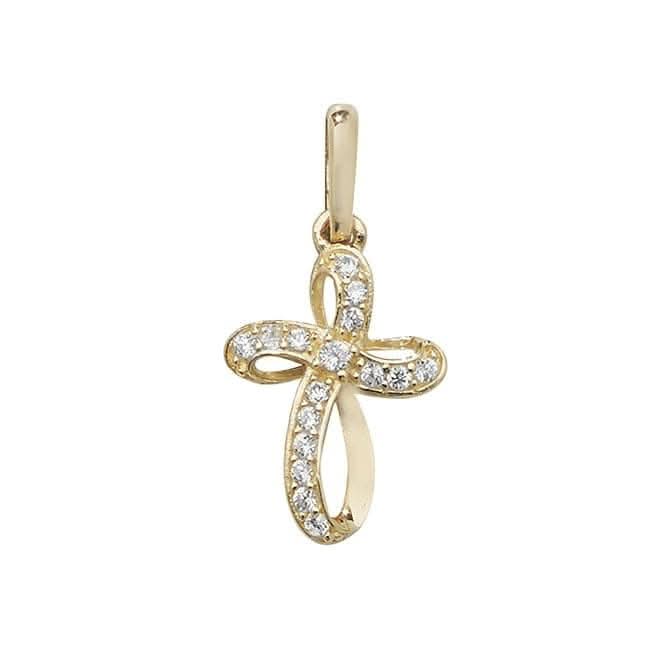 9ct Yellow Gold Cross Zirconia Pendant PN993
