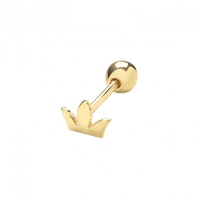 9ct Yellow Gold Crown Cartilage 6mm Post Stud ES1914