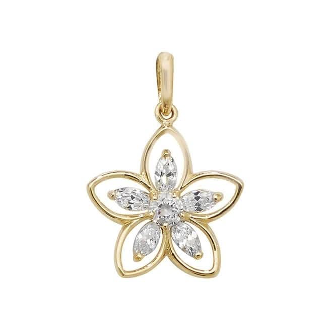 9ct Yellow Gold Daisy Zirconia Pendant PN1011