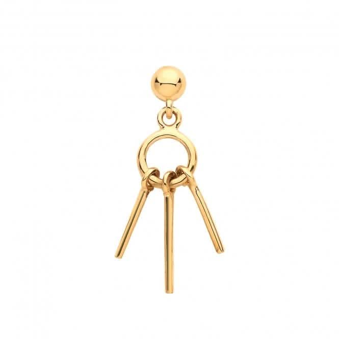 9ct Yellow Gold Dangling Cartilage 6mm Post Stud ES1907