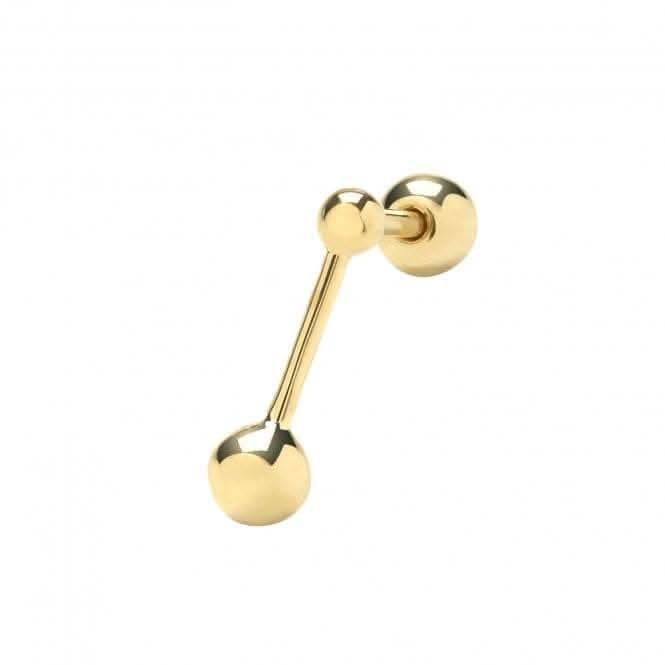 9ct Yellow Gold Double Bead Cartilage 6mm Post Stud ES1905