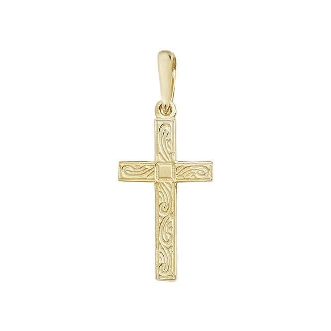 9ct Yellow Gold Engraved Cross Pendant PN120E