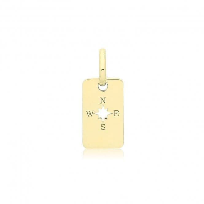 9ct Yellow Gold Engraved Rectangle Compass Pendant PN1333