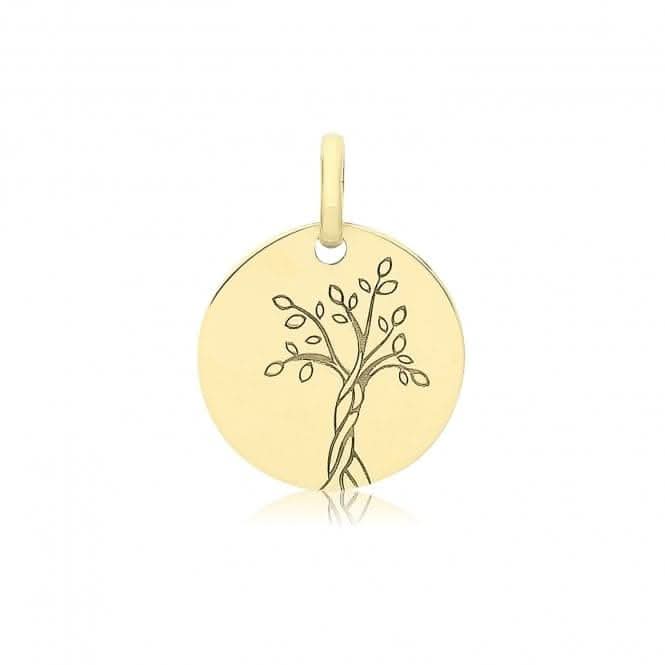 9ct Yellow Gold Engraved Round Tree Of Life Pendant PN1338
