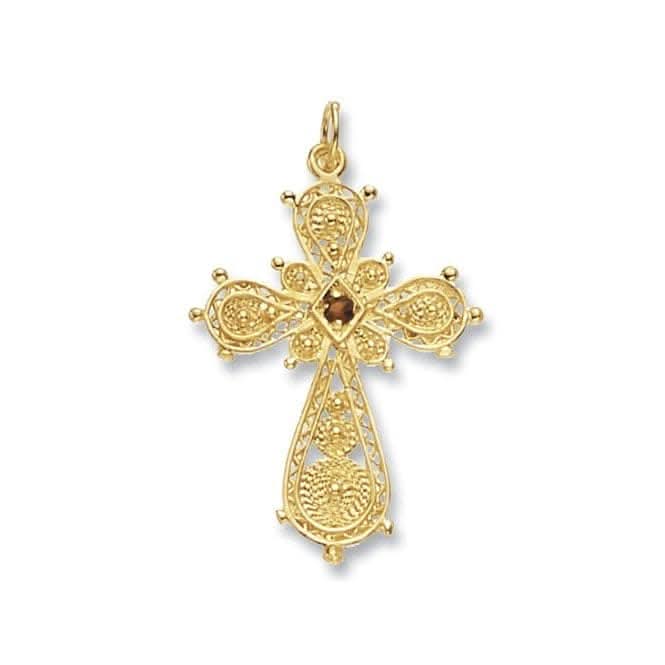 9ct Yellow Gold Filigree Cross Pendant PN432