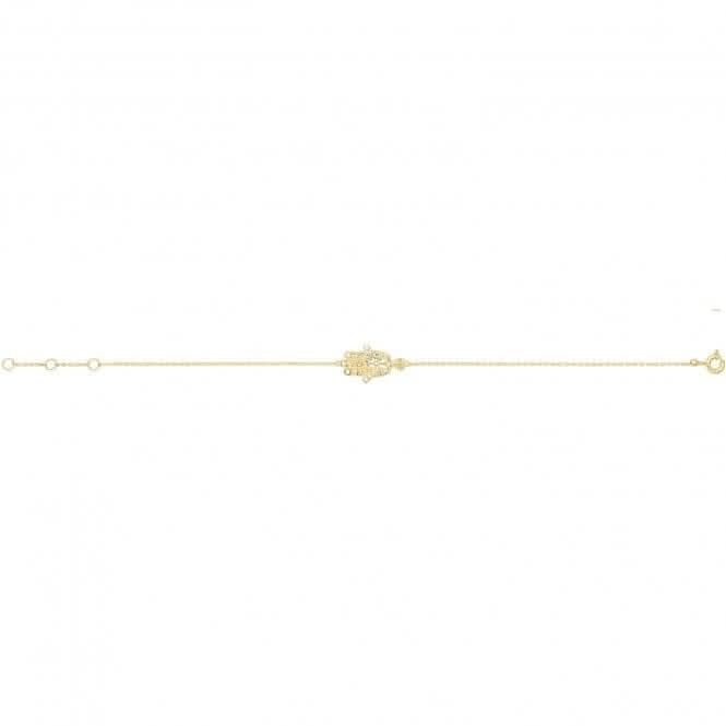 9ct Yellow Gold Filigree Hamsa Chain Bracelet