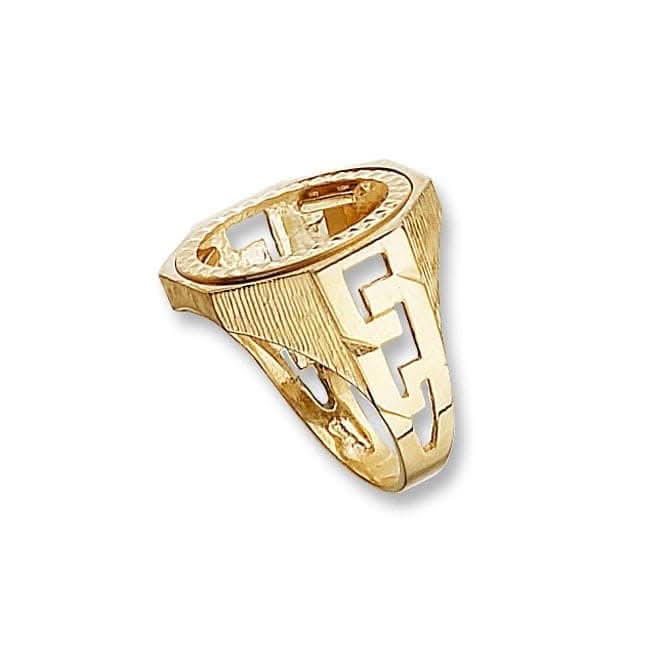9ct Yellow Gold Full Sov Curb Sides Coin Mount Ring RN355F
