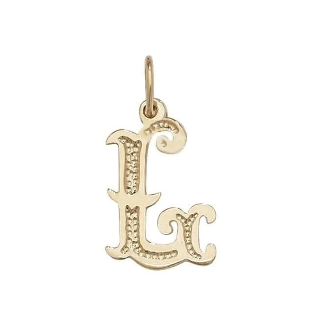 9ct Yellow Gold Gothic Initial Pendant PN527/L