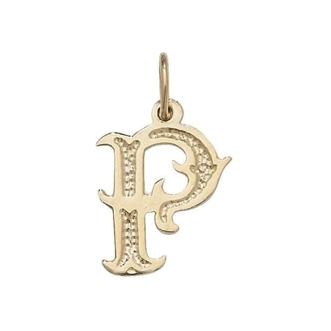 9ct Yellow Gold Gothic Initial Pendant PN527/P
