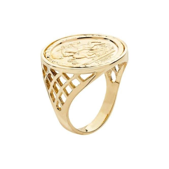 9ct Yellow Gold Half St. George Basket Side Ring RN369HSG