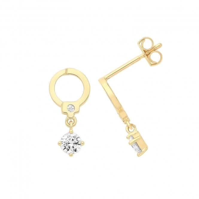 9ct Yellow Gold Handcuff Stud With Hanging Zirconia ES1701