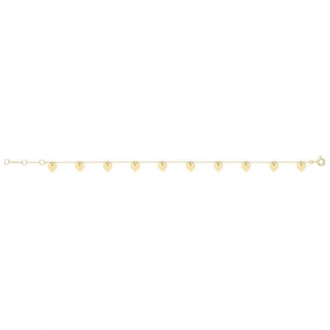 9ct Yellow Gold Heart Charm Bracelet