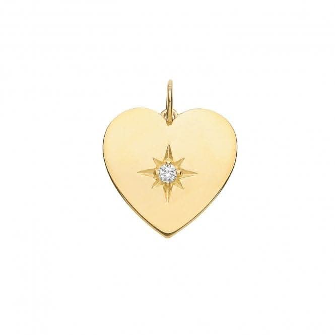 9ct Yellow Gold Heart With Single Zirconia Charm PN1167