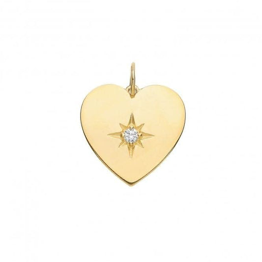 9ct Yellow Gold Heart With Single Zirconia Charm PN1167