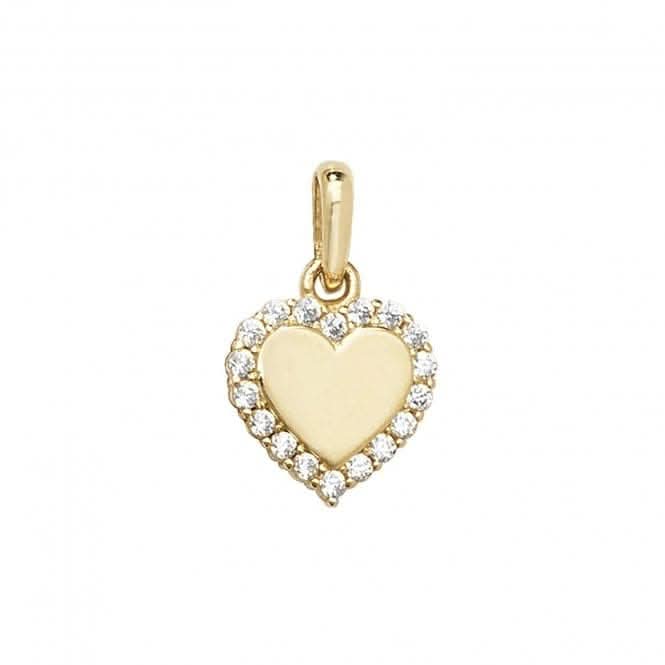 9ct Yellow Gold Heart Zirconia Pendant PN065