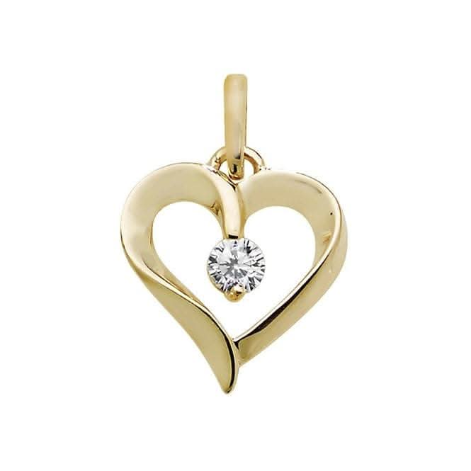 9ct Yellow Gold Heart Zirconia Pendant PN1004