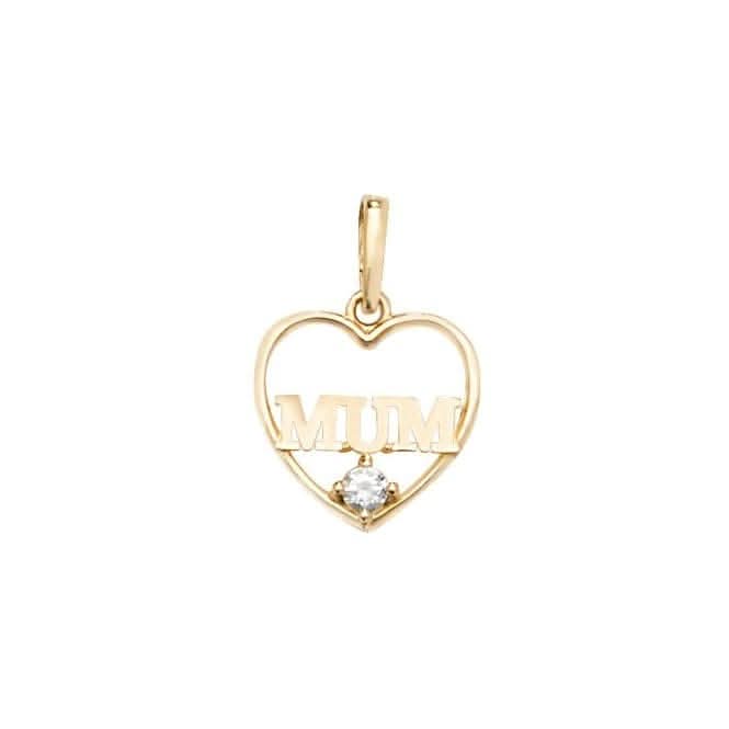 9ct Yellow Gold Heart Zirconia Pendant PN1049