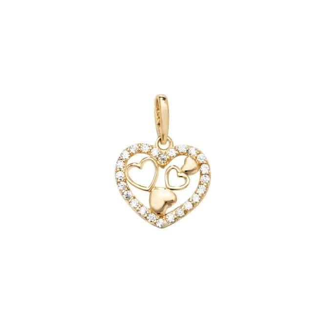 9ct Yellow Gold Heart Zirconia Pendant PN1050