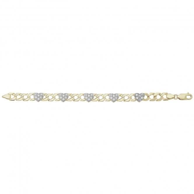 9ct Yellow Gold Hearts Bracelet BR595