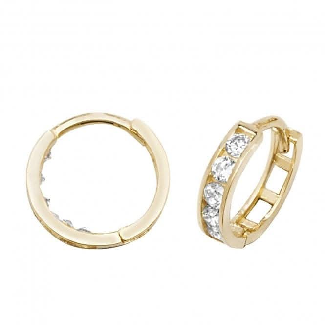 9ct Yellow Gold Hinged Zirconia Earrings ER1081