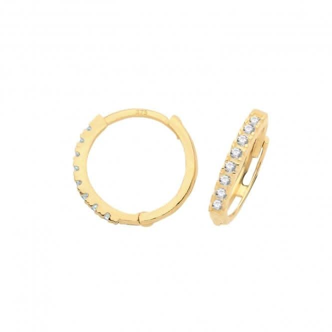 9ct Yellow Gold Hinged Zirconia Earrings ER1181